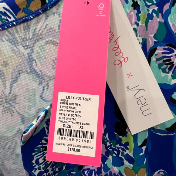 NWT Lilly Pulitzer Nadine Dress - Blue Grotto Twilight Tropics - Picture 4 of 5